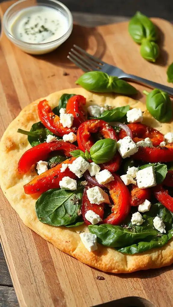 delicious roasted pepper flatbread