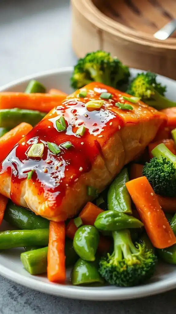 delicious salmon and vegetables