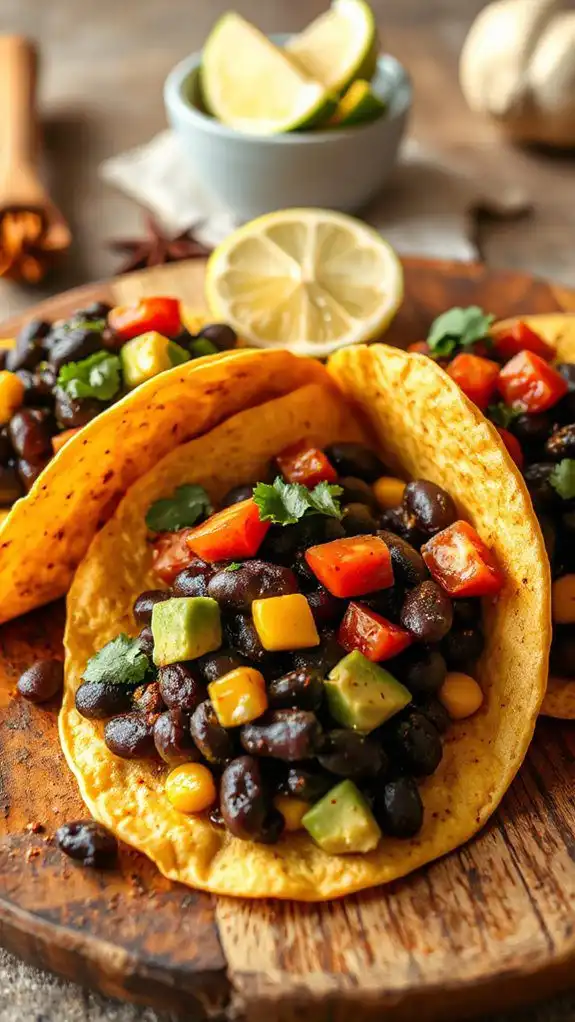 delicious spicy black bean tacos
