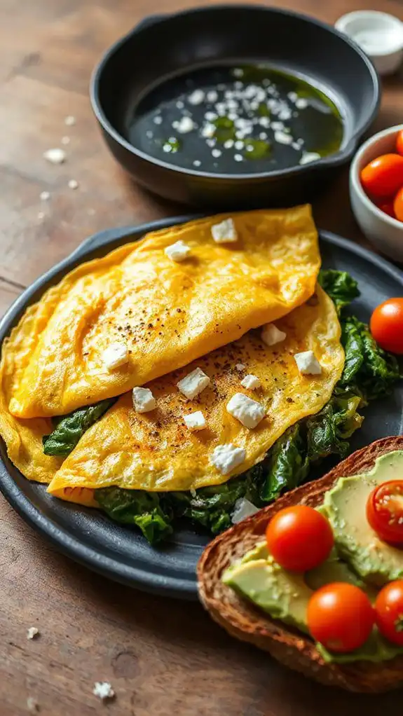 delicious spinach feta omelette
