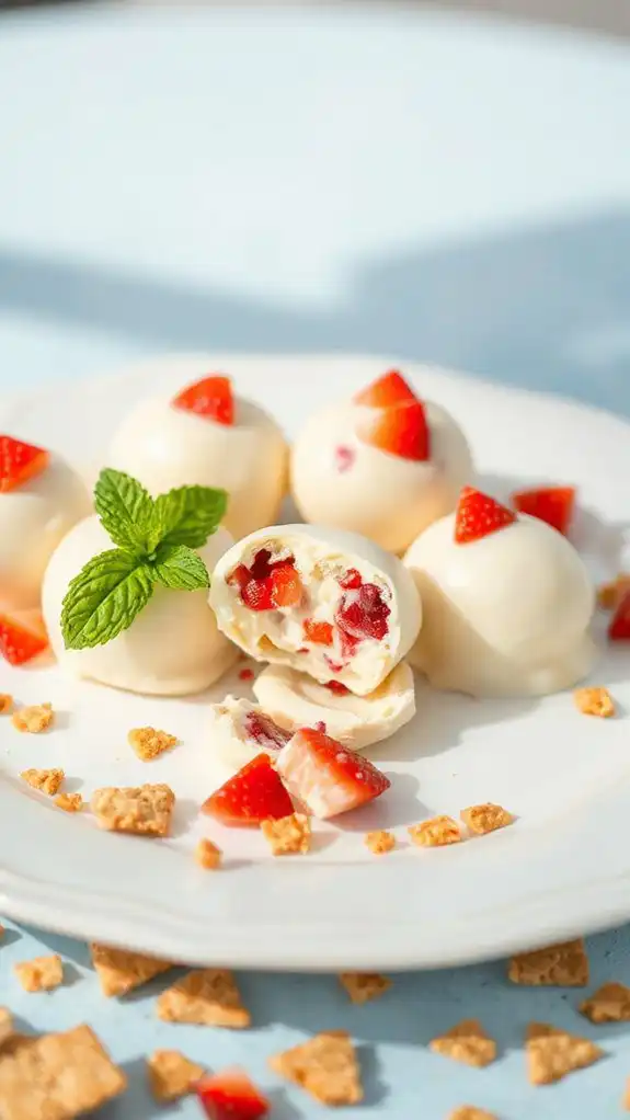 delicious strawberry cheesecake truffles