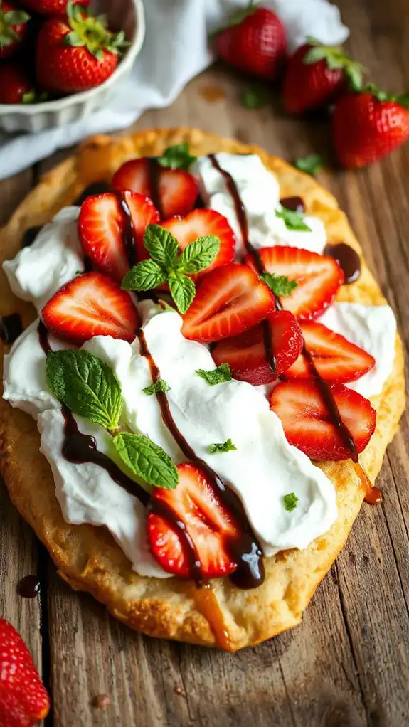 delicious strawberry dessert flatbread