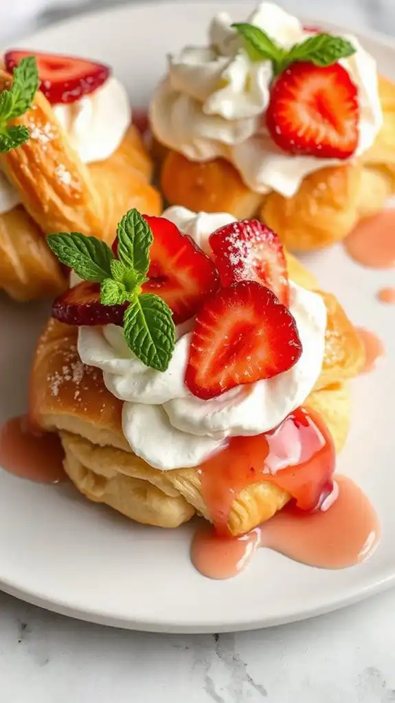 delicious strawberry filled croissants