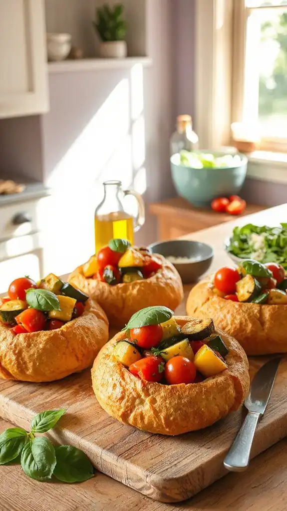 delicious vegetable filled bread bowls
