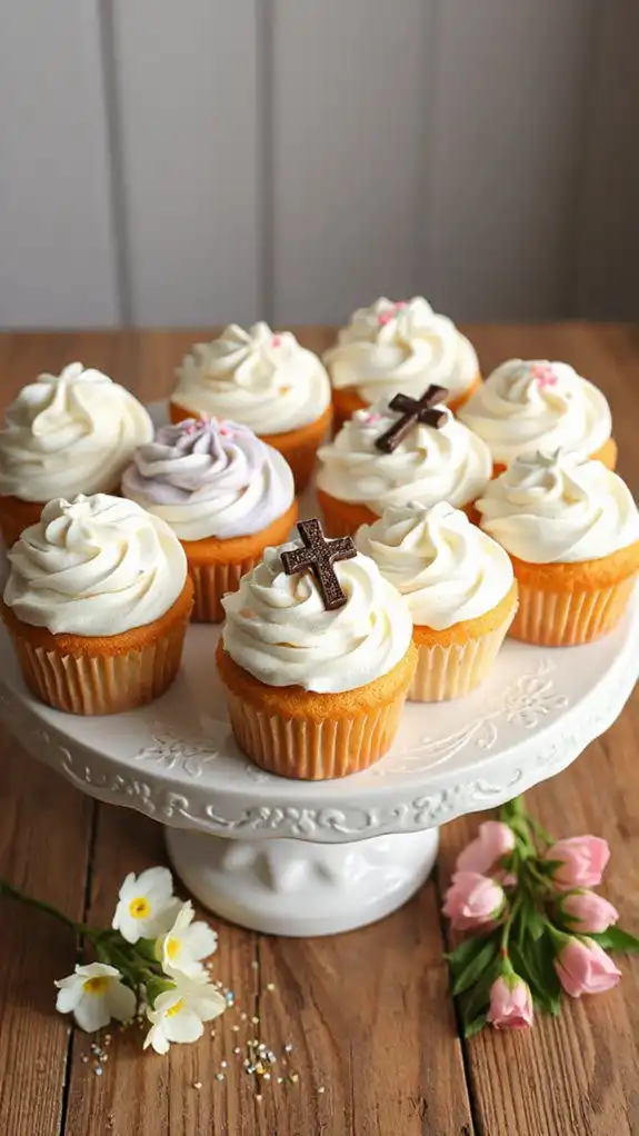 deliciously decorated cross cupcakes