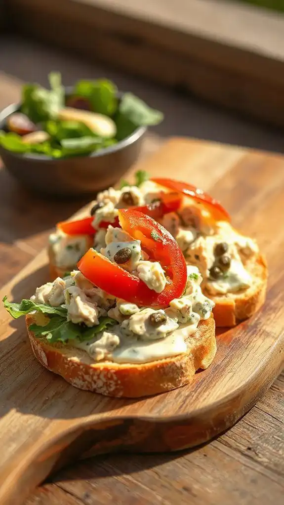 dill infused chicken salad tartine
