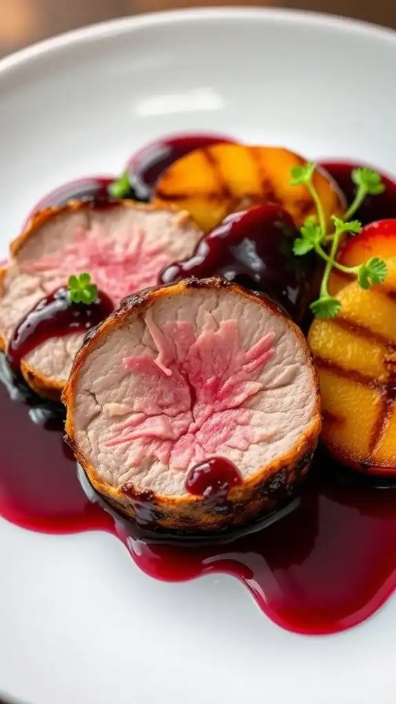 duck breast with peaches