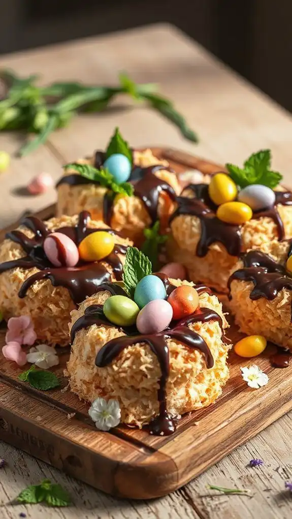 easter coconut macaroon nests