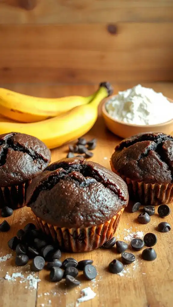 easy chocolate banana muffins