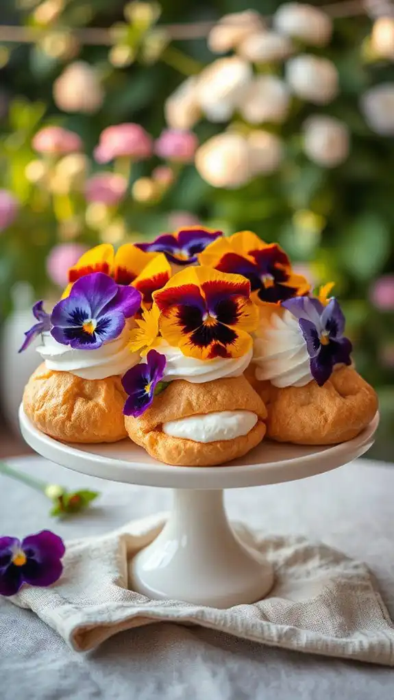 edible floral cream puffs