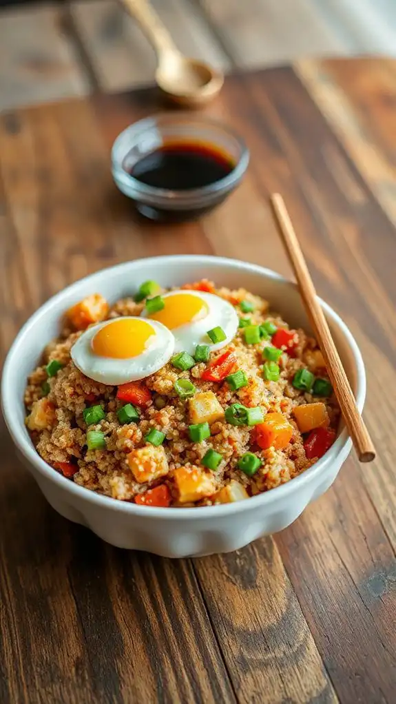 egg fried quinoa dish