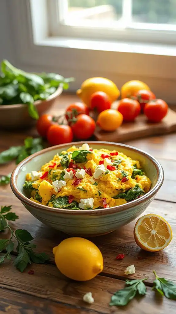egg scramble with spinach