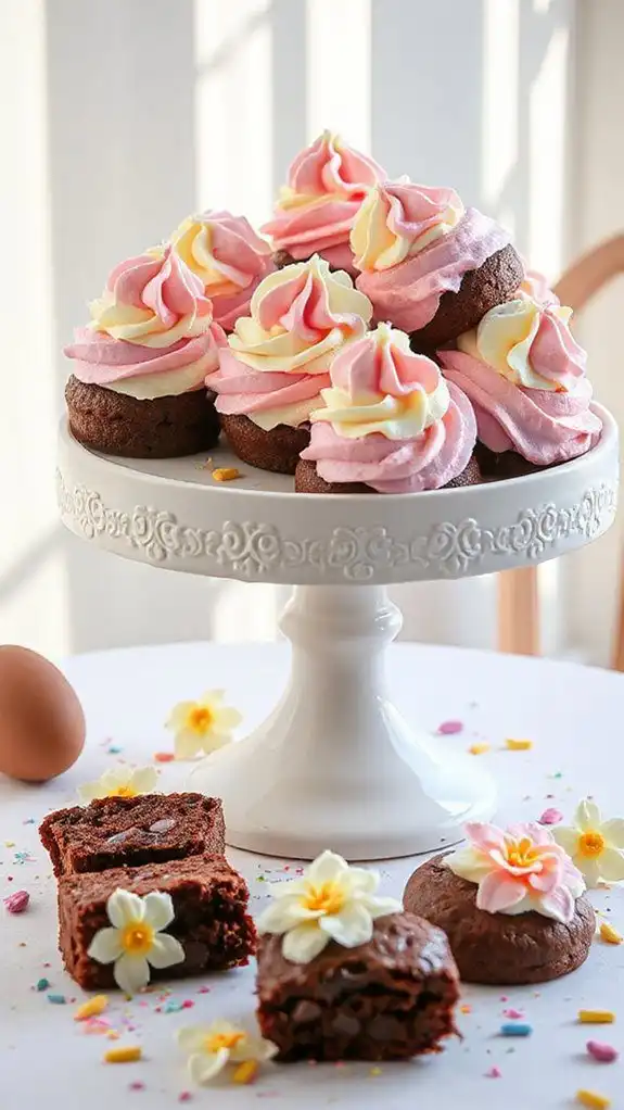 egg shaped brownies with frosting