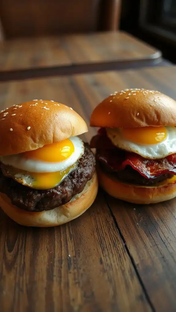 egg topped bacon breakfast burger