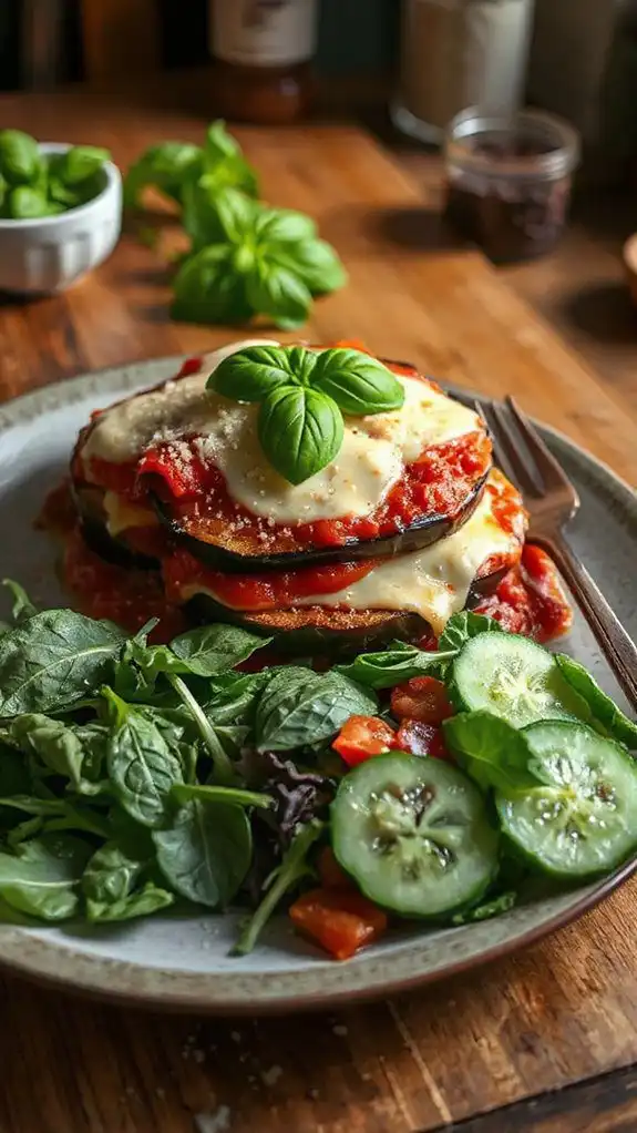 eggplant parmesan and salad