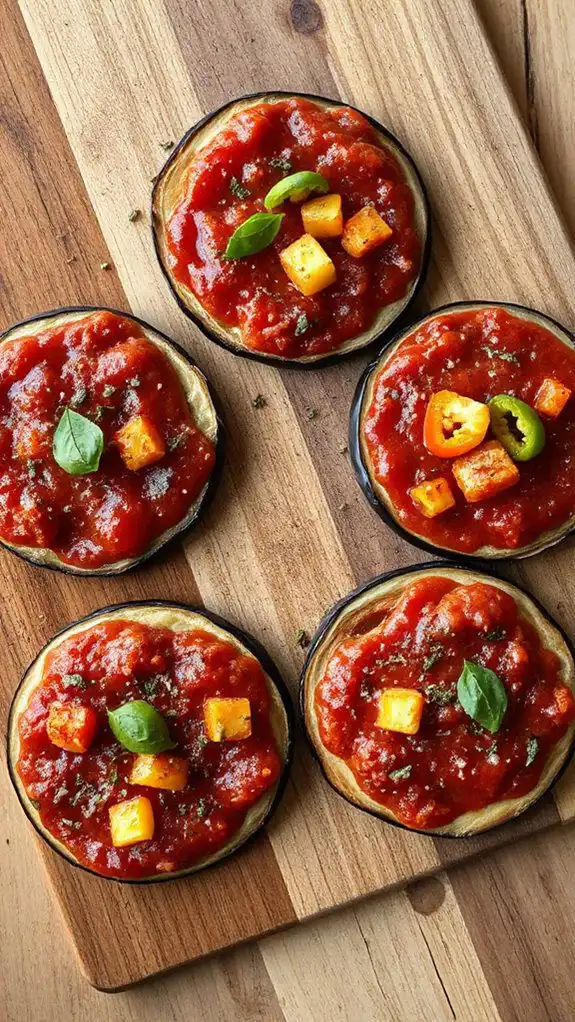 eggplant topped mini pizzas