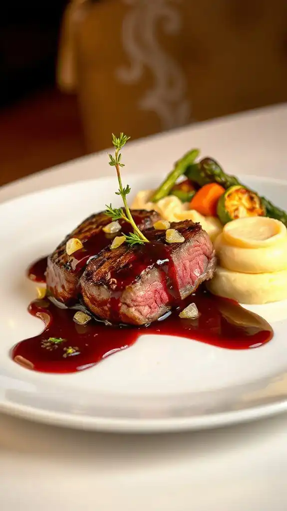 elegant steak wine sauce