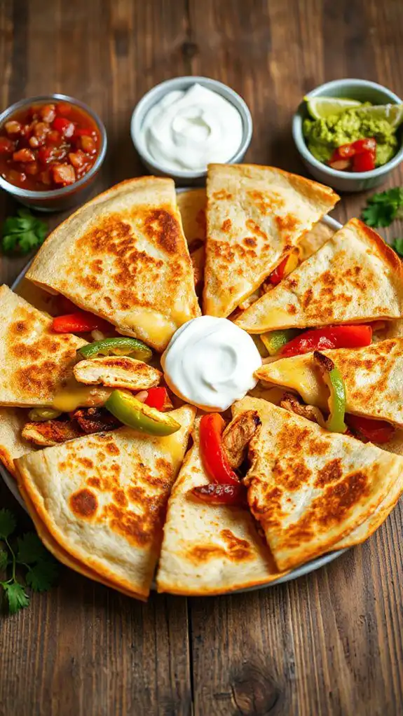 fajita filled cheesy quesadillas