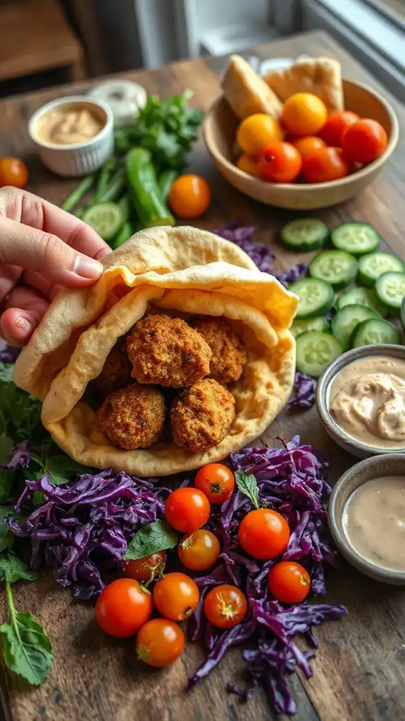 falafel filled pita pockets
