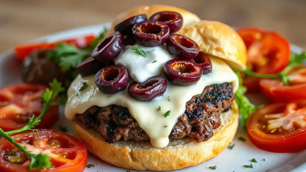 feta and olives burger