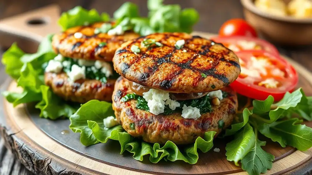 feta and spinach burgers