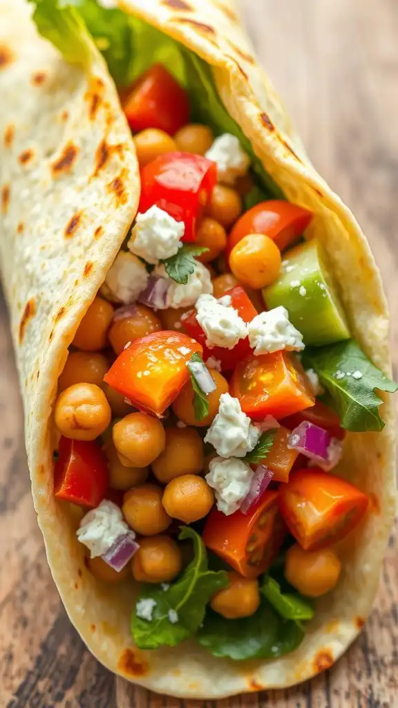 feta chickpea salad wraps