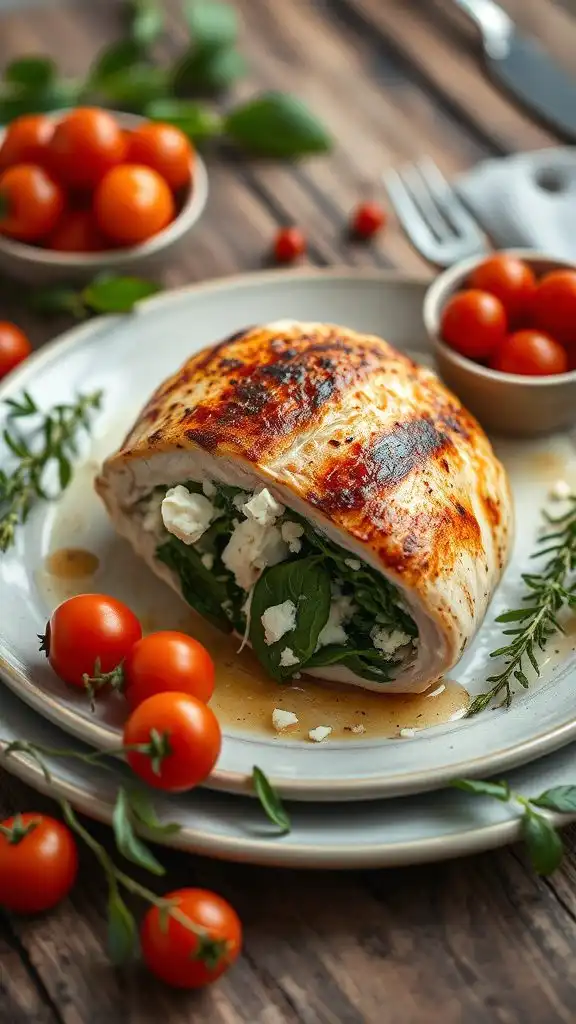 feta filled spinach chicken dish