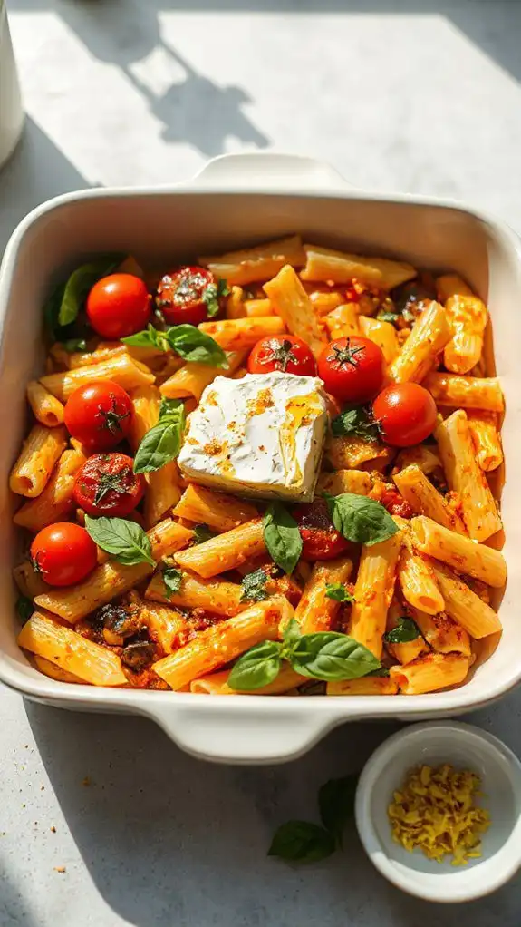 feta pasta cooked microwave