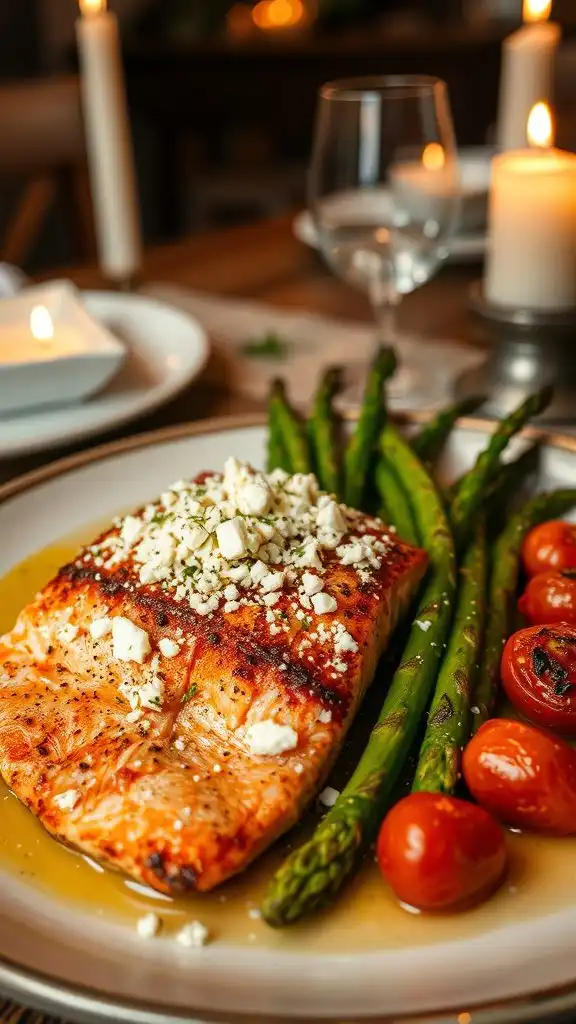 feta salmon with lemon