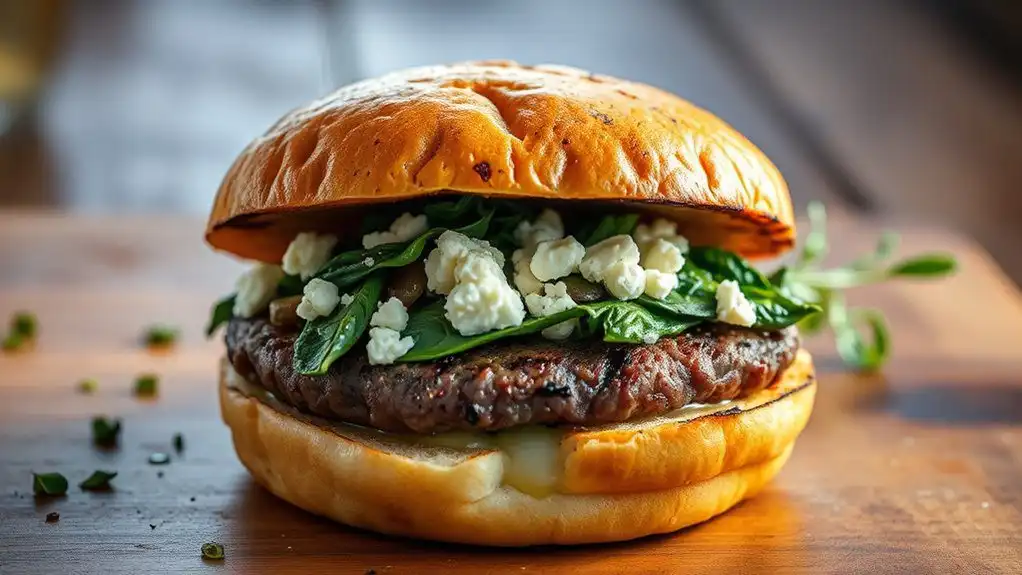 feta spinach stuffed burger