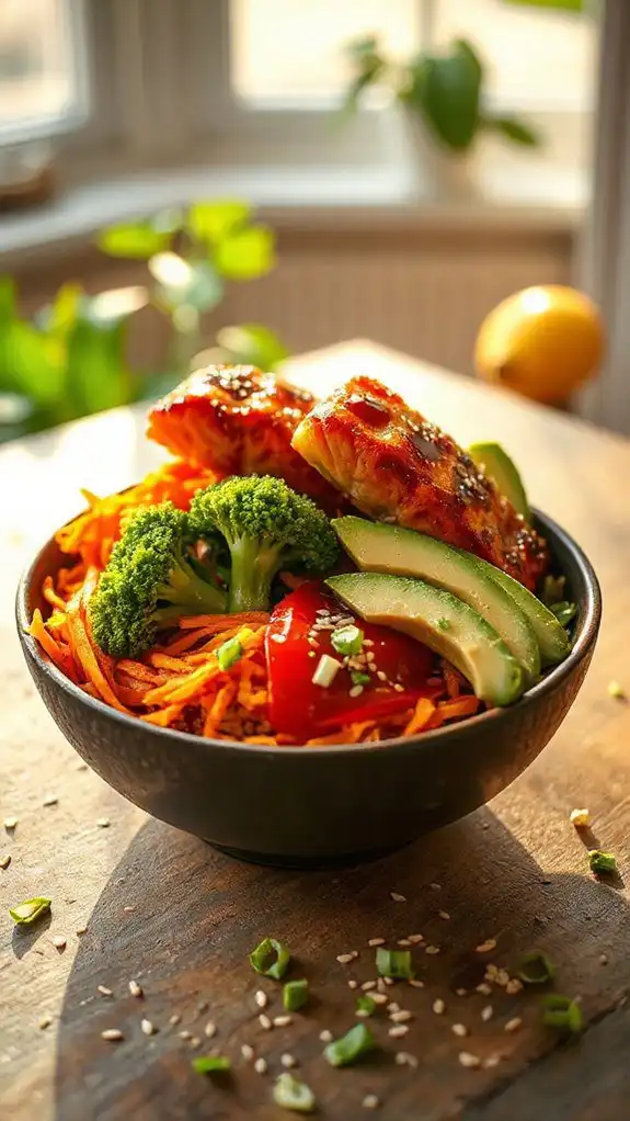 flavorful salmon rice bowl