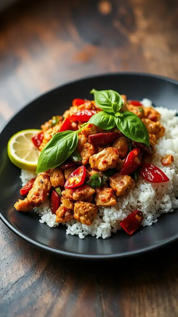 flavorful thai basil chicken