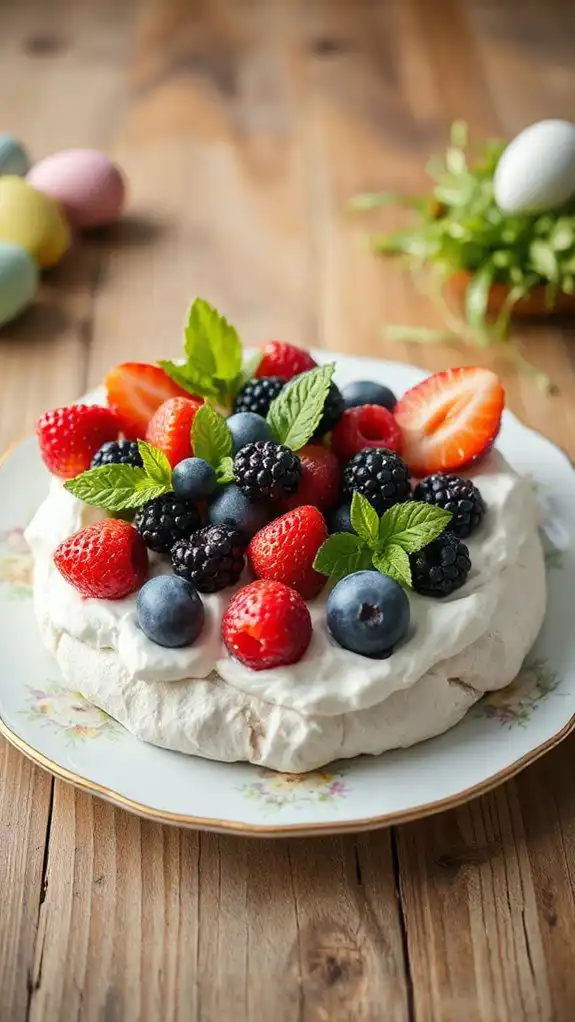 fluffy meringue dessert topped