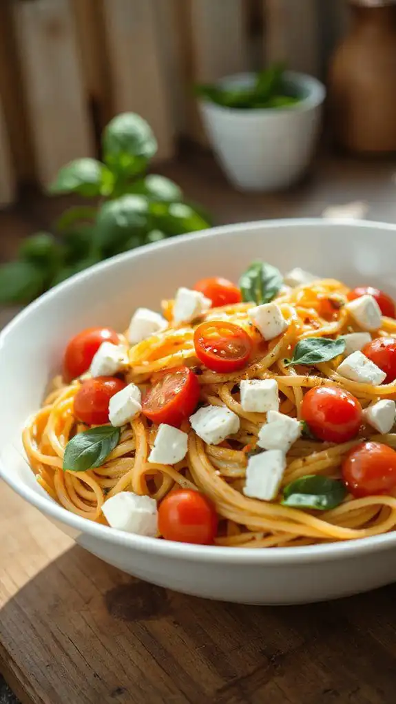 fresh basil caprese pasta