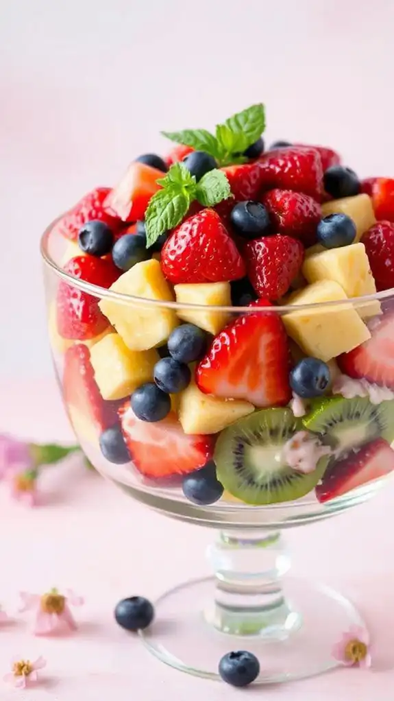 fresh fruit with honey yogurt