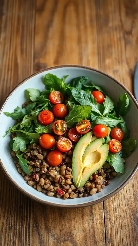 fresh lentil arugula salad