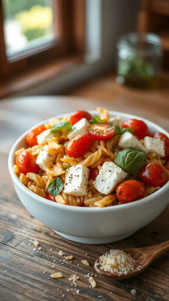 fresh mozzarella orzo salad