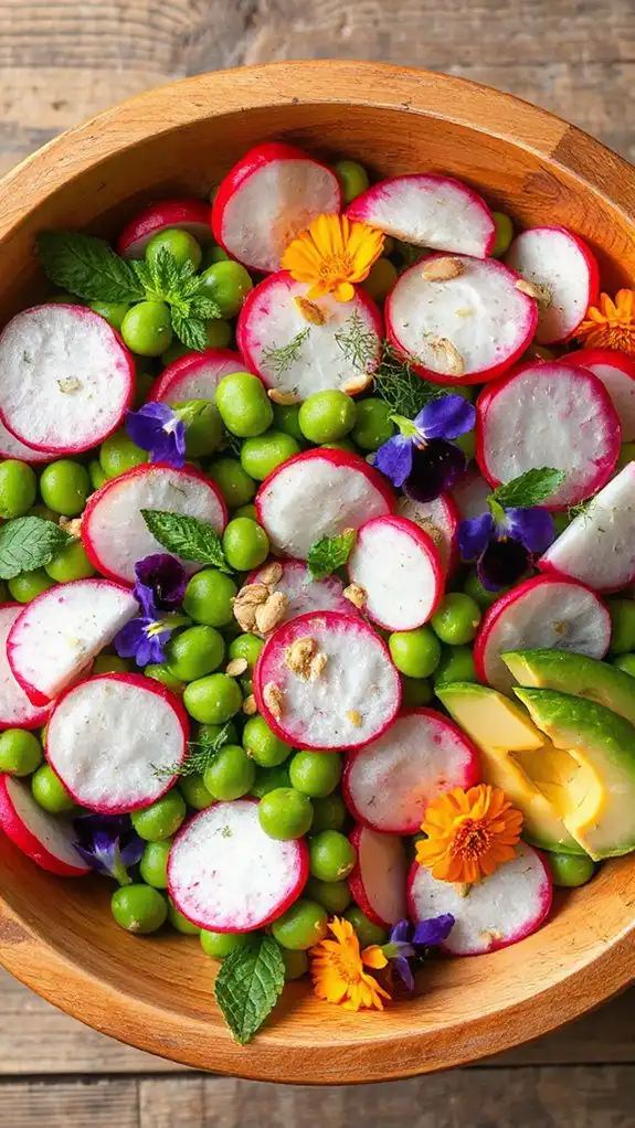 fresh radish and peas