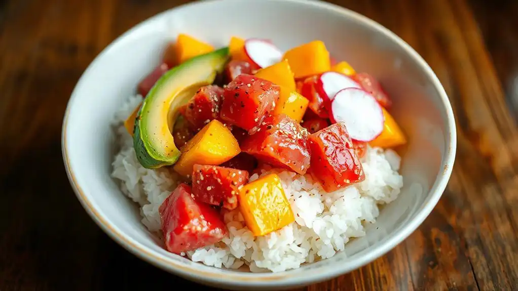 fresh seafood rice bowl