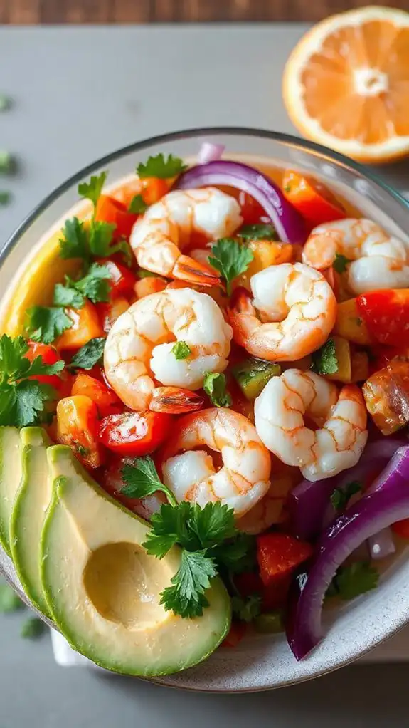 fresh shrimp marinated ceviche