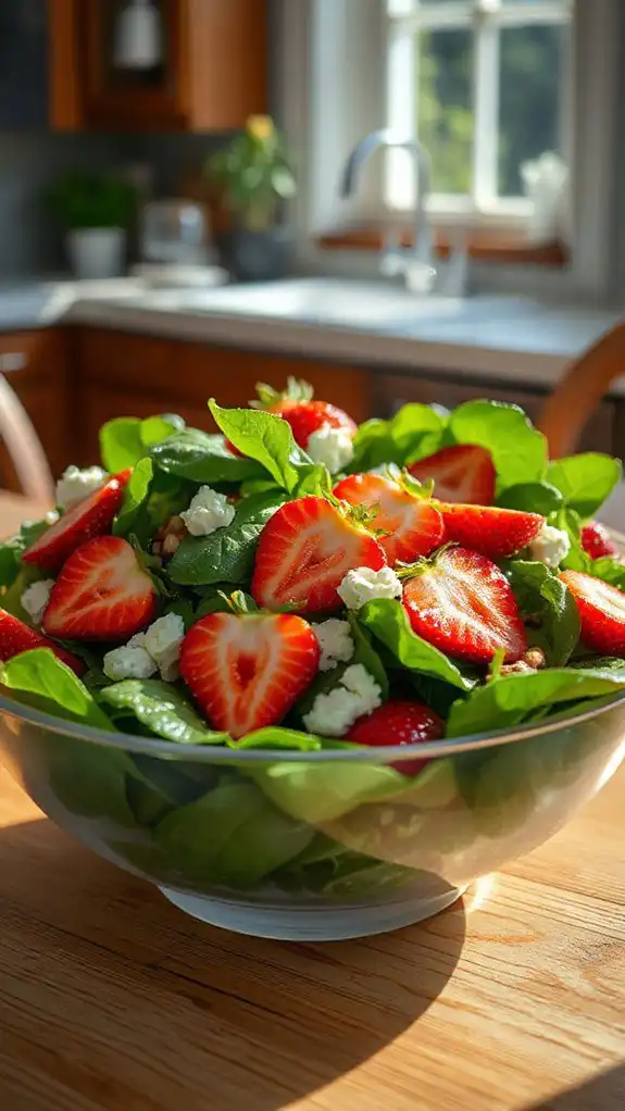 fresh spinach and strawberries
