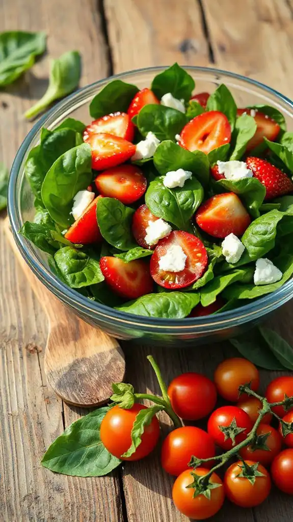 fresh spinach and strawberries fresh spinach and strawberries