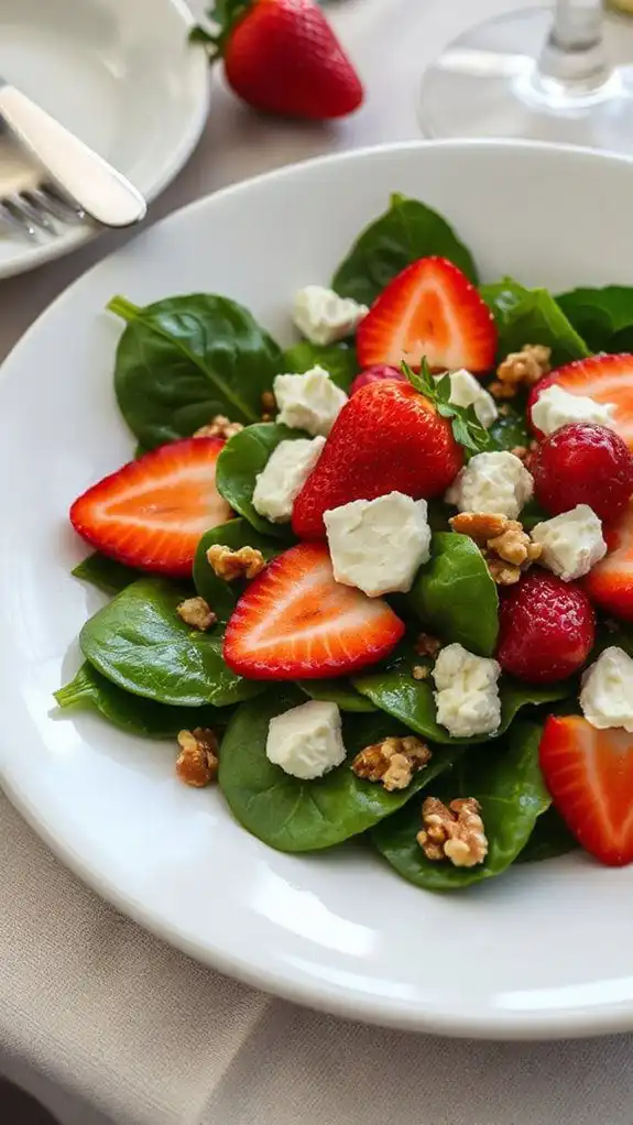 fresh spinach strawberries goat cheese