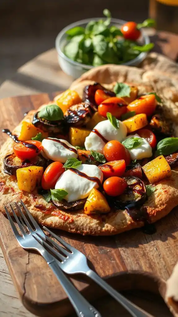 fresh vegetable flatbread dish