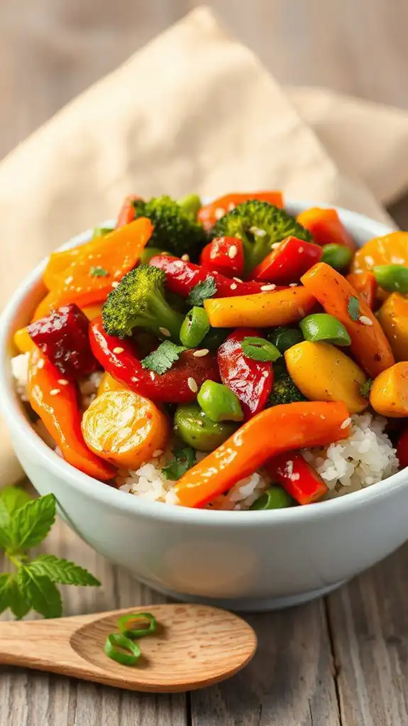 fresh vegetable rice stir fry