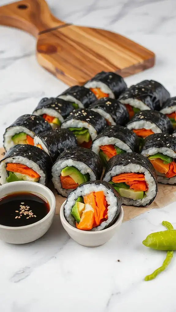 fresh vegetable sushi rolls