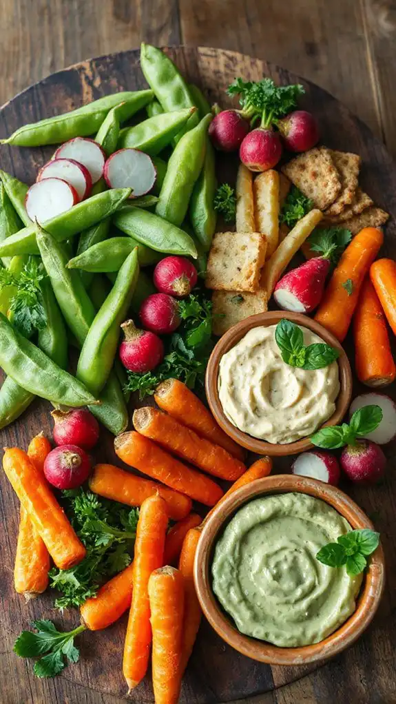 fresh veggies with dips