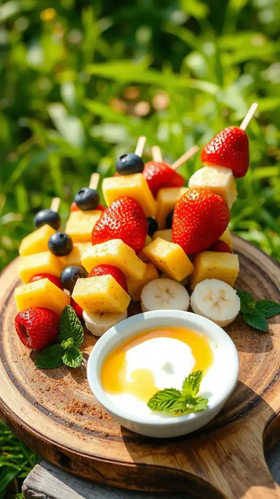 fruit and yogurt skewers