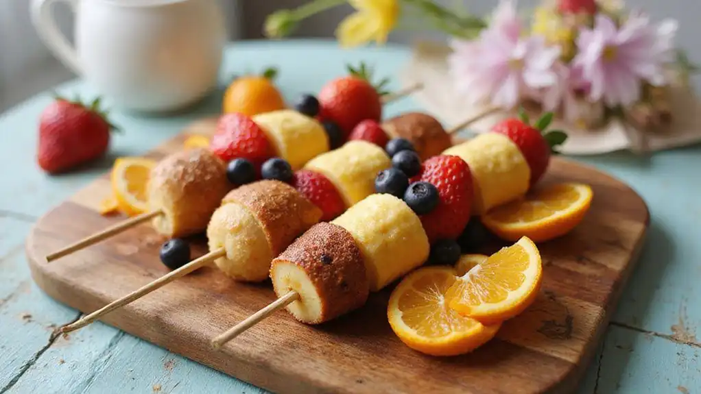 fruit filled pancake skewers fruit filled pancake skewers