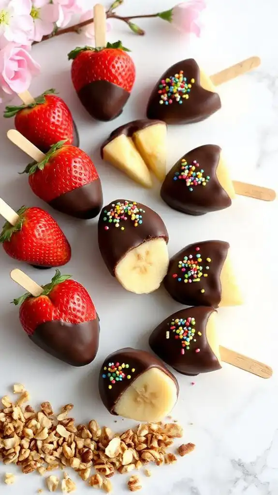 fruit pops covered in chocolate